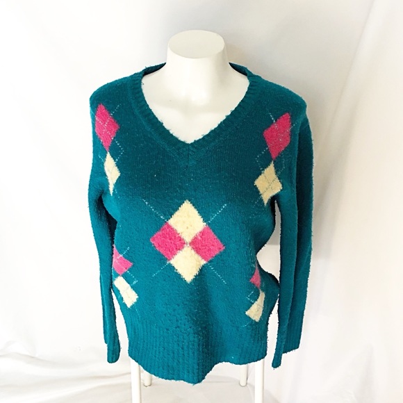 NADO - Brown + Free BLUE Argyle Mohair Sweater - Picture 3 of 8